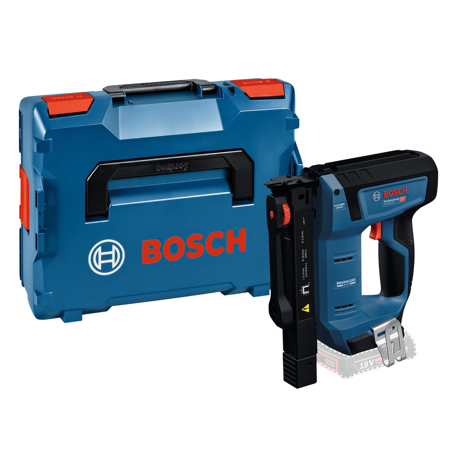 GTH 18V-14 Battery Powered Wood Stapler with Bosch Professional 18V System (incl. L-BOXX 136, Belt Hook)
