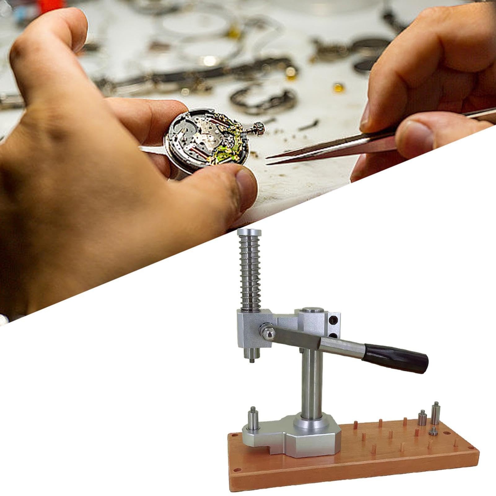 Prensa para Cerrar Cajas de Relojes, 25 Matrices, Herramienta de prensado de relojero, máquina tapadora de Cristal de Reloj, Herramienta para Cambiar Pilas