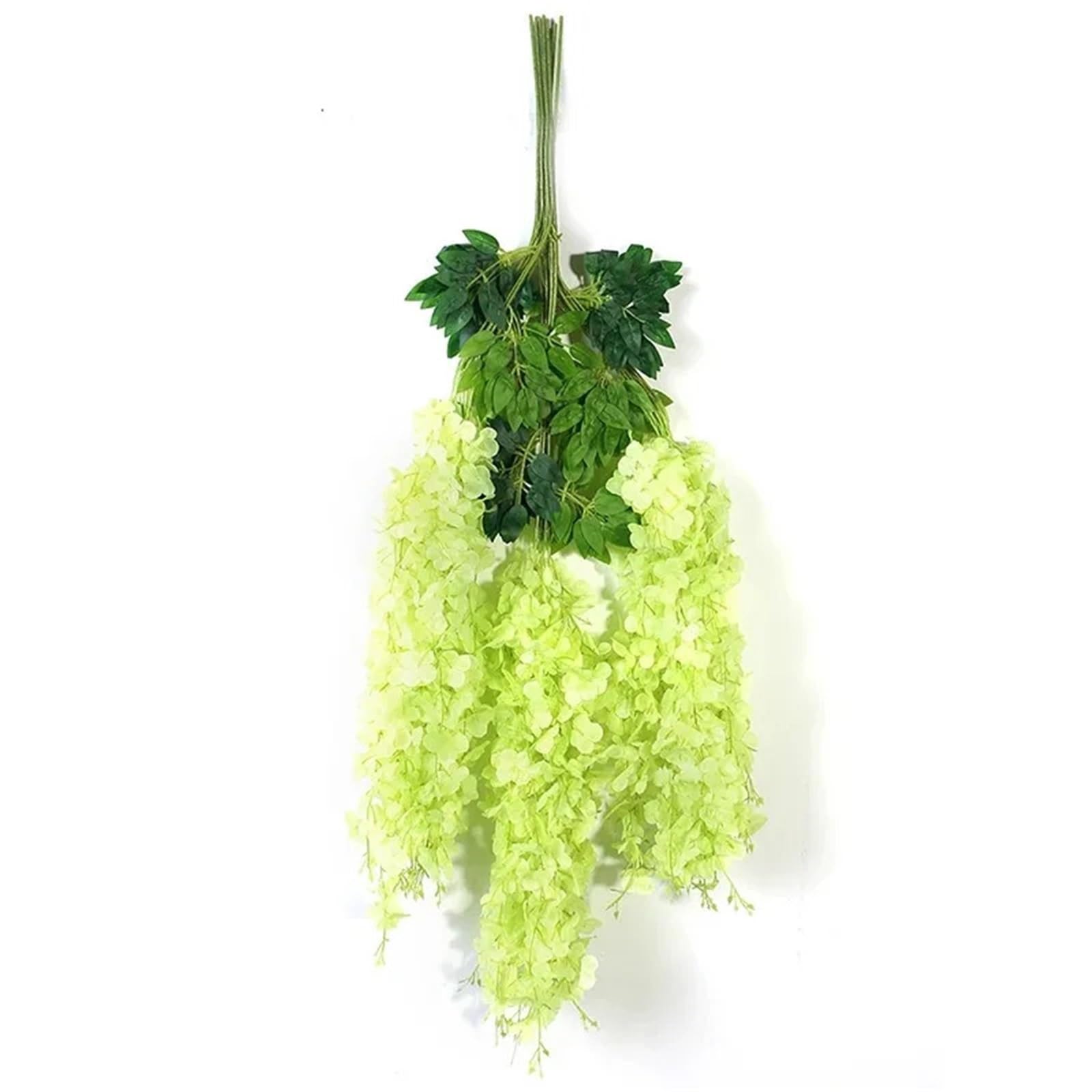 Dcrxz Artificial Flowers 12Pcs Artificial Wisteria Flower String Hanging Garland Outdoor Wedding Garden Arch Decoration Home Party Decor Fake Flower Vine(Green)