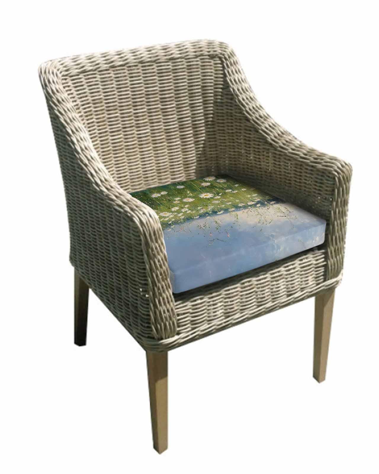 Spring Floral Outdoor Cushion Chair Cover Set of 4 - Waterproof Couch Seat Covers, Modern Oil Painting Botanical White Green Patio Furniture Protector Cushions Slipcovers for Sofa/RV, 22