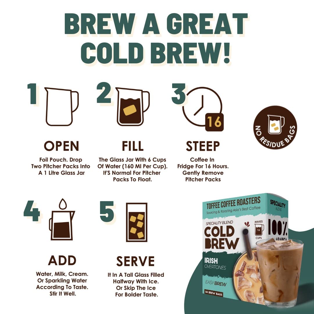 Toffee Coffee Roasters | Irish Cold Brew | As Seen On Shark Tank | Easy Brew | Cold Brew Coffee | Pack of 8 Bags | 100% Arabica Grounded Coffee | Makes 32 Cups of Coffee - Image 3 thumbnail
