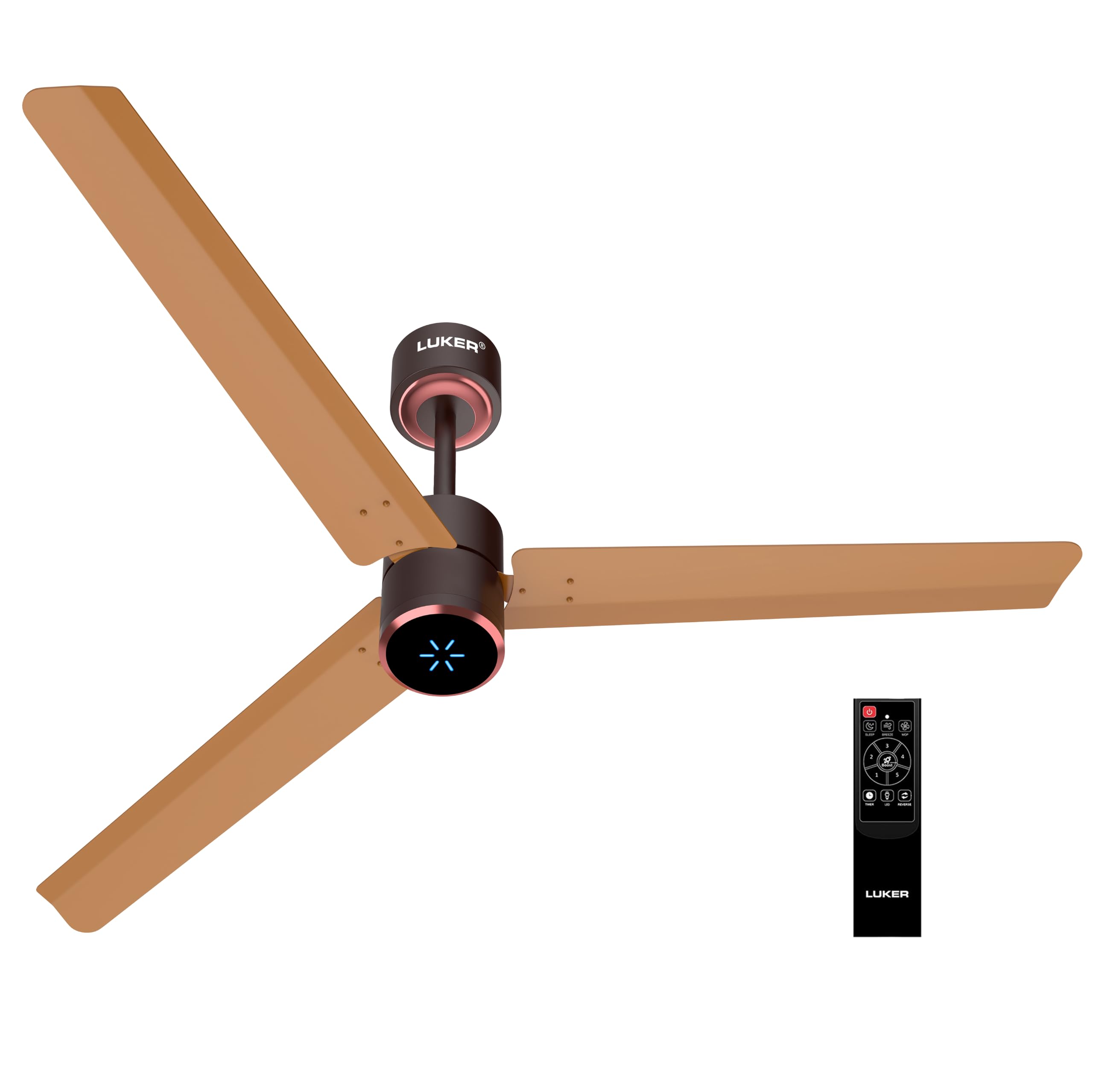 LUKER JVLuker USA Aerozen Prime 1200mm BLDC Ceiling Fans with Remote, BEE 5 star Rated Energy Saving Ceiling Fan for Living Room, High Air Delivery with 3 Year Warranty, Oak Brown-Copper-image-8