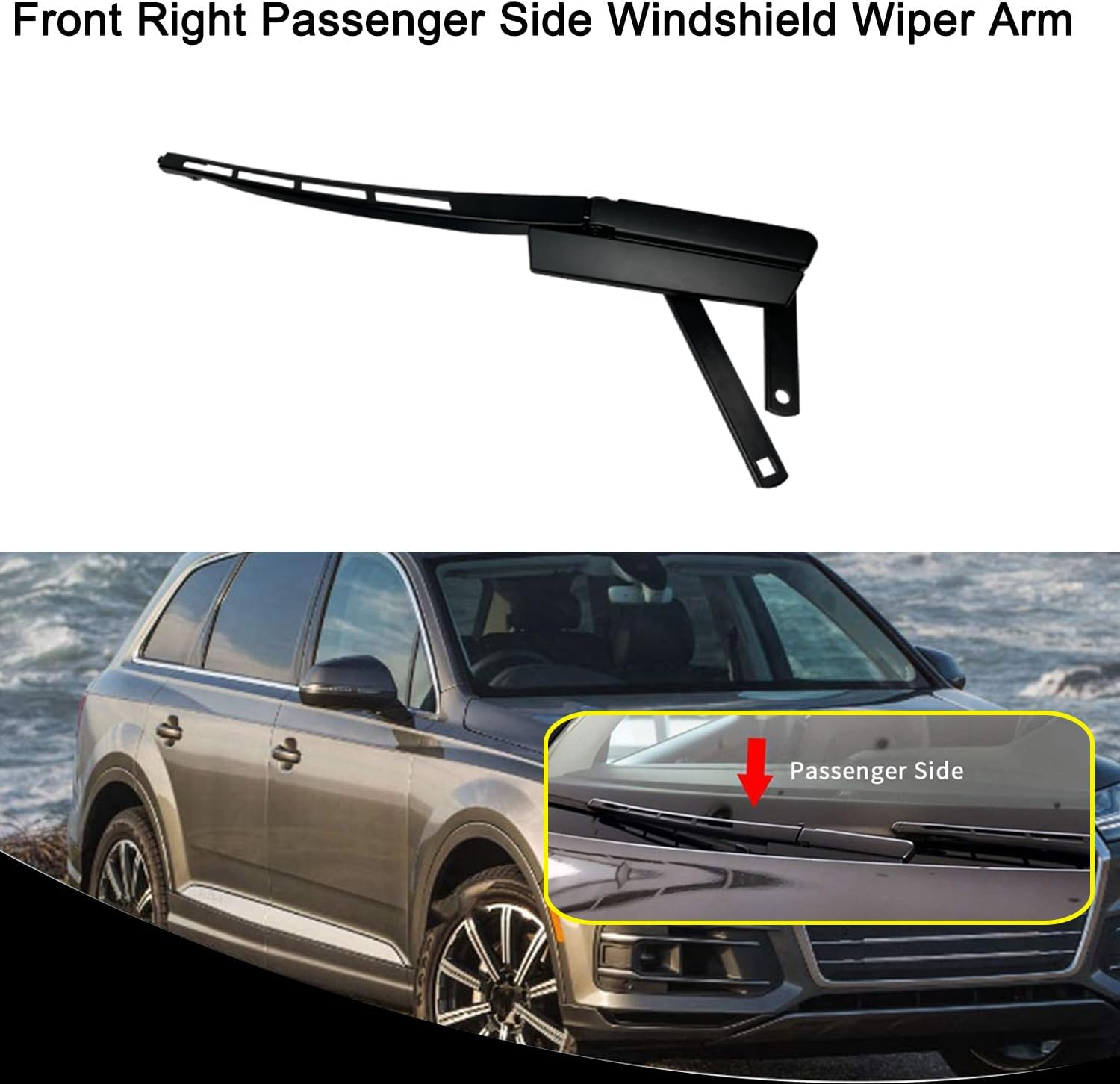 koxuyim Front Right Passenger Side Windshield Wiper Arm Compatible with 2007-2016 Audi Q7 Replaces# 4L1955408B 4l1955408B1P9 | with 1 Rear Wiper Arm & Blade