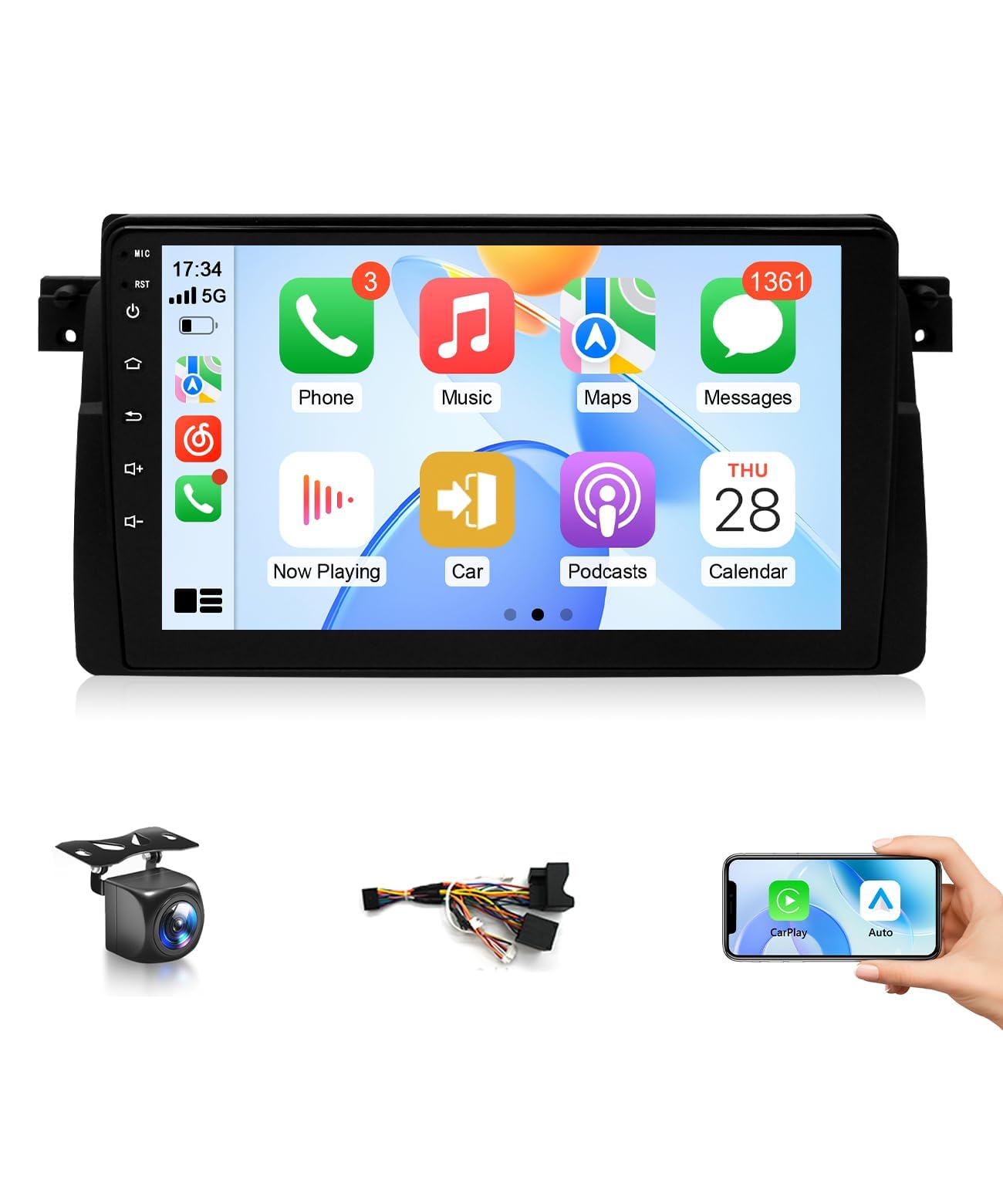 Photo 1 of XGU Car Stereo for BMW 3 Series 325i 330i 318i 328i E46 1998-2006 M3 Radio with Wireless CarPlay/Android Auto,9" IPS Touchscreen Radio with 5G WiFi GPS BT FM RDS DSP EQ Backup Camera,2+32GB