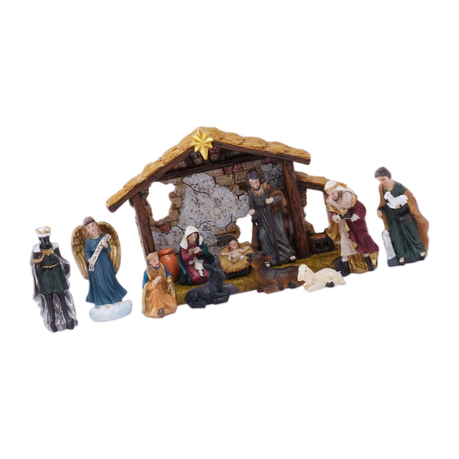 Crèche de Noël figurines Sainte Famille pour centre table réveillon