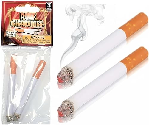 Cigarrillos falsos de aspecto realista para fumar en escenario (8.9 cm) Accesorio para bromas, disfraz de Halloween, película o obra de teatro.