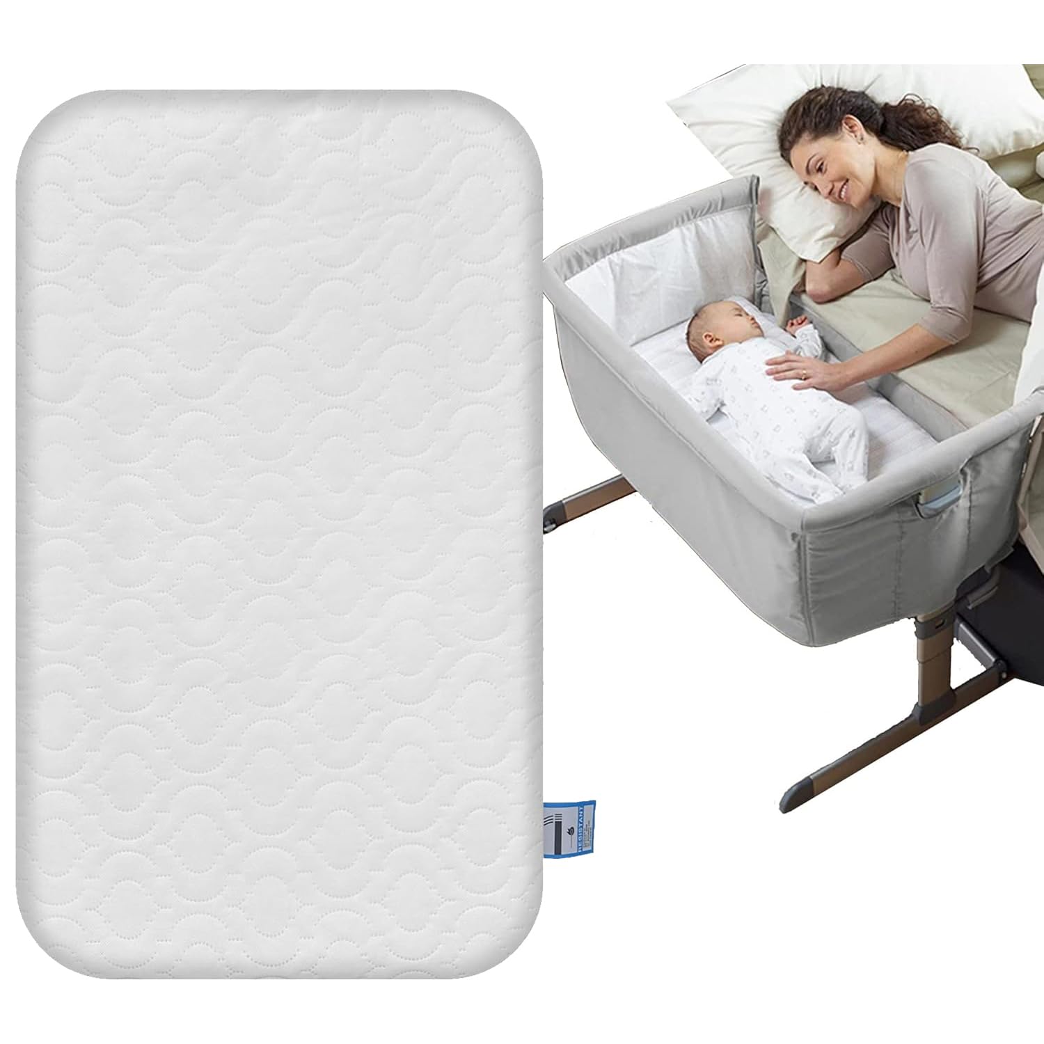 Pinkfairy Deluxe Crib Mattress Compatible Bedside Toddler Deluxe Soft & Cushy Next2Me 83x50x5 cm Wash Cover | Made In UK - Fast Dispatch