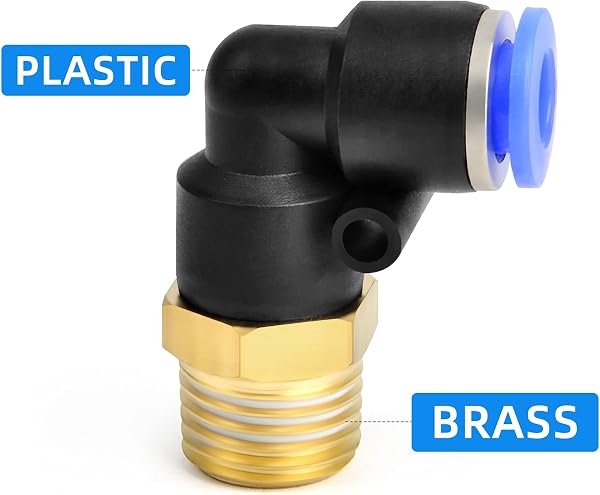 10 pezzi 8mm tubo OD x 1/4 BSP gomito maschio pneumatico raccordi a pressione per collegare (PL8-02) - 5