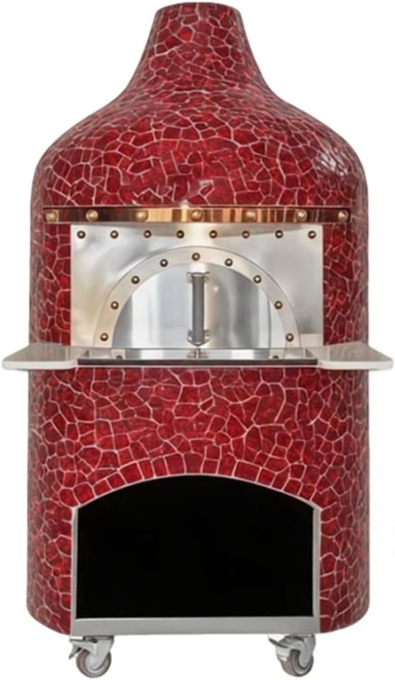 Outdoor Wood Fired Pizza Oven with Pizza Stone and Sturdy Steel Frame, Designed for Patio, Backyard and Camping Cooking with Crispy Results