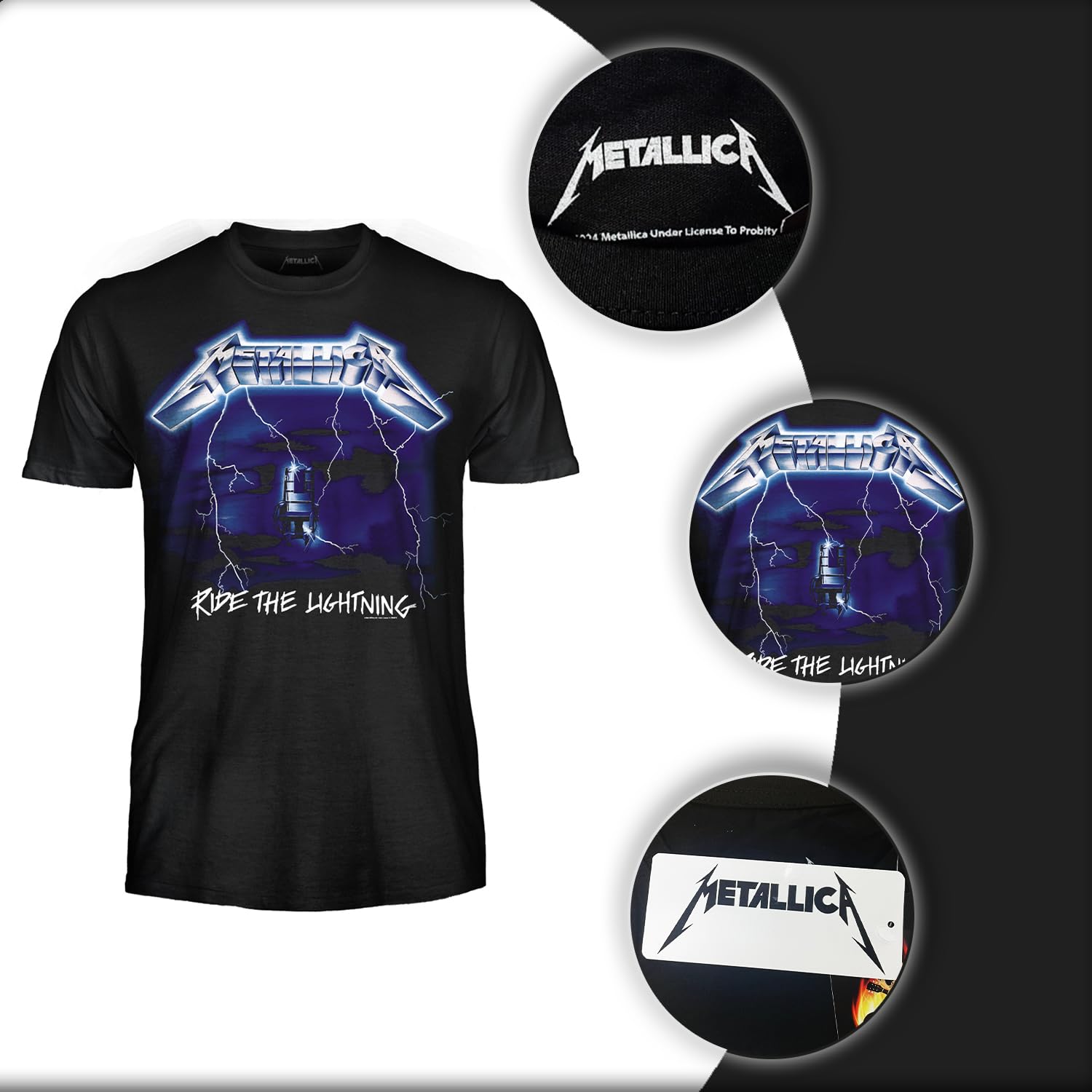 Metallica Koszulka Ride The Lightning. Oficjalna koszulka rockowa z zespołu Heavy Metal. Unisex Dorosły chłopiec