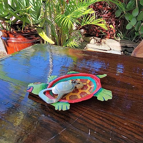 Image of Ashtray Turtle 6 x 4.25 x1 /2 inch Red Green Imported Haiti Crafts Hand Made Jewelry Holder