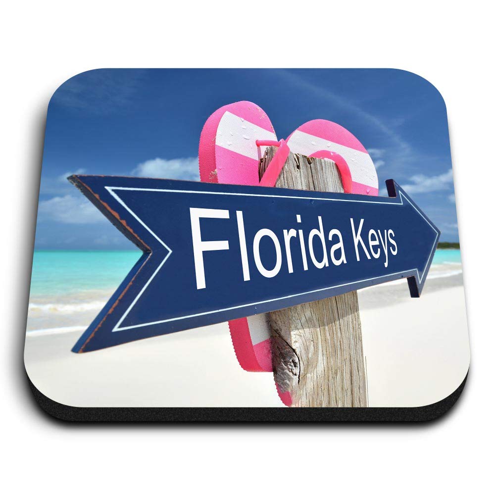 Destination Vinyl Ltd Multicolor 1 X Square Mdf Fridge Magnet - Florida Keys Beach Sign America Usa 16691