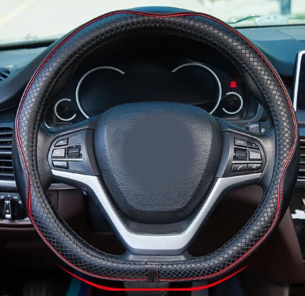 15-Inch Anti-Slip Microfiber Leather Steering Wheel Cover – Includes Needle & Thread, Universal Fit