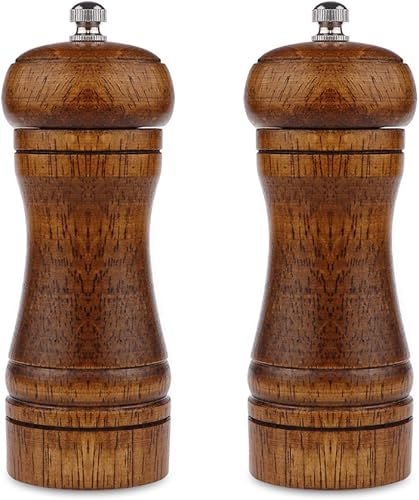 Molinillo de pimienta, molinillo de pimienta de 5 pulgadas, molinillo de pimienta recargable, juego de molinillo de sal y pimienta de roble,