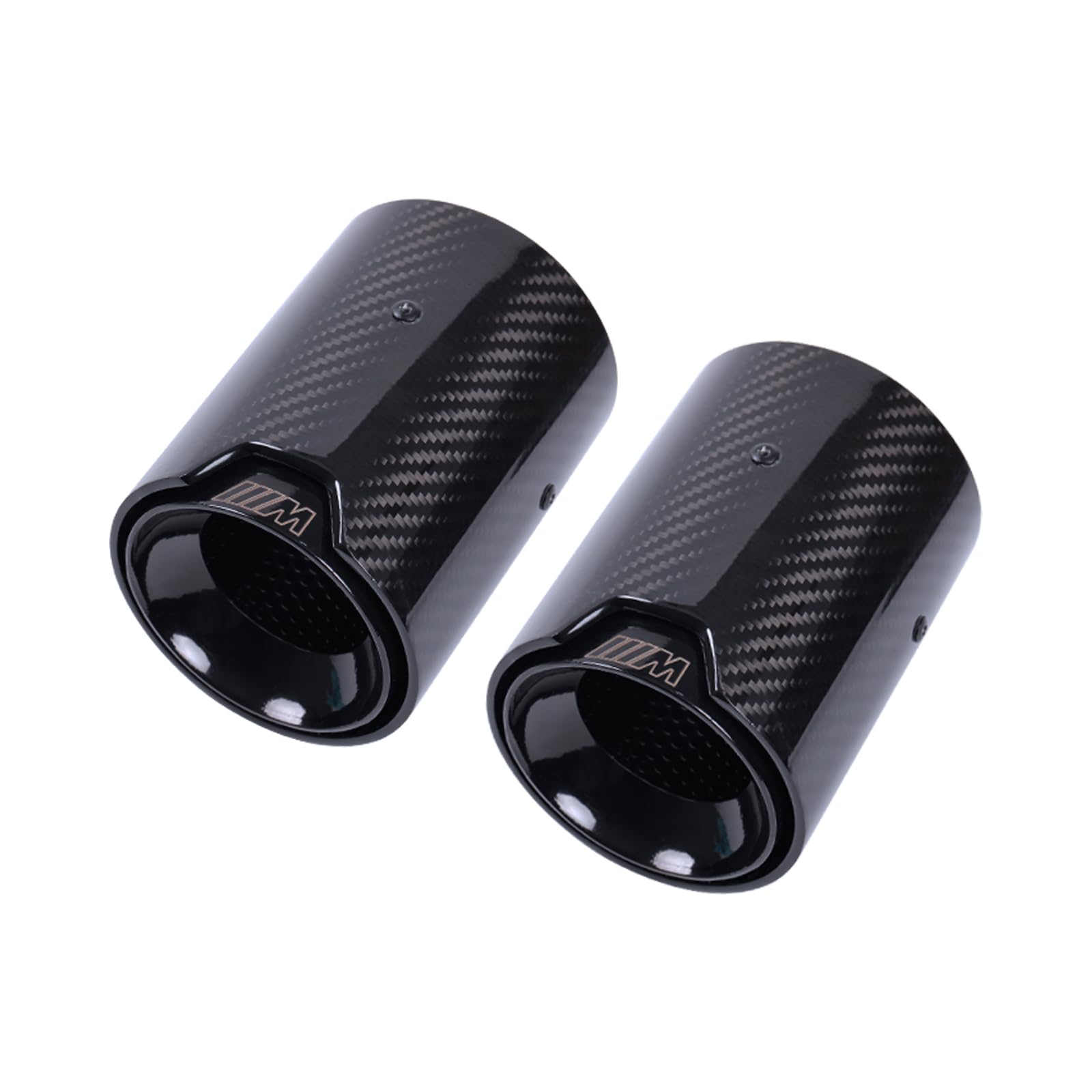 Photo 1 of 2-Piece Set Carbon Fiber Exhaust Tips for BMW F20 F21 F22 F23 F30 F31 F32 F33, Glossy Black Inner Layer Tailpipe Tip (M135i/M140i/M235i/M240i)