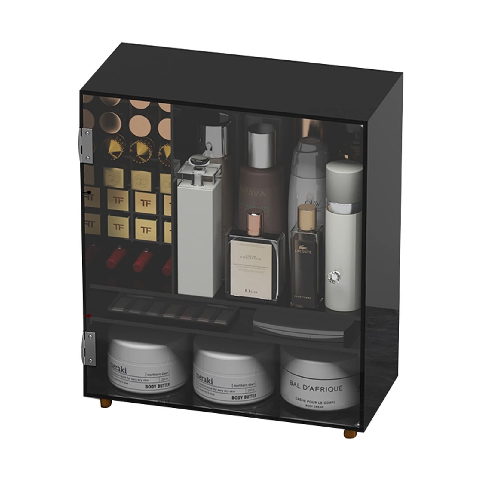 Organizador Maquillaje Caja de Almacenamiento cosmético Negro Transparente con cajón Productos for el Cuidado la Piel Adecuado for tocador Dormitorio encimera baño Vanity(A)