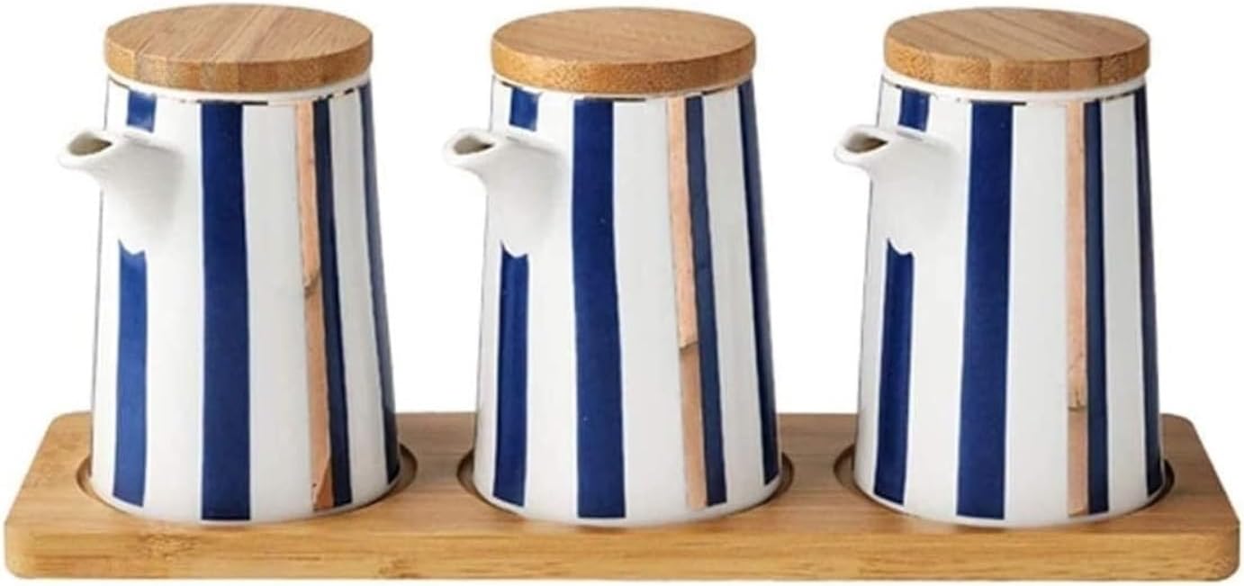Oil and Vinegar Dispenser Oil and Vinegar Dispenser,Bottle Olive Oil,3Pack Oil Vinegar With Wooden Pallets,Ceramic Cooking Oil Vinegar Set cooking