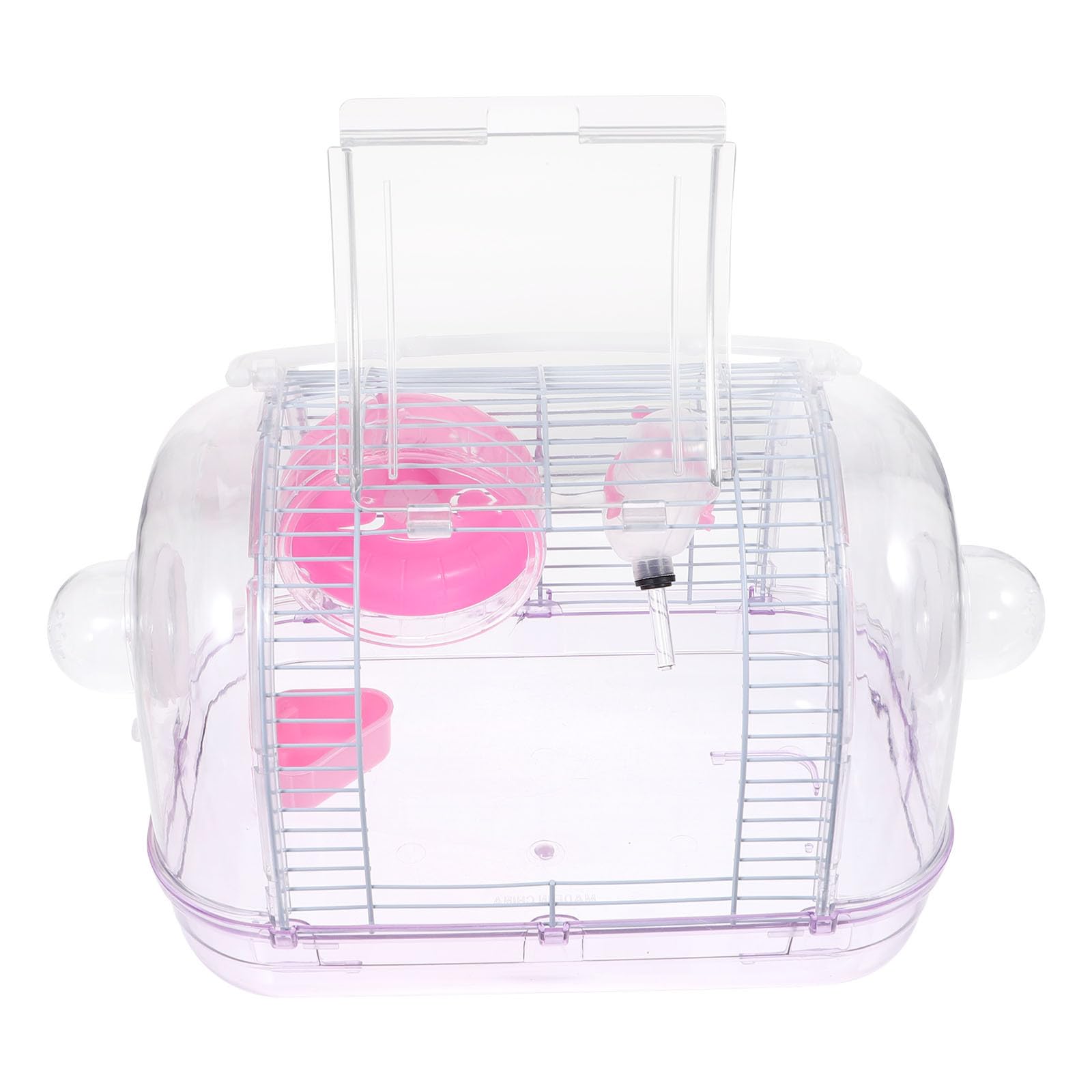 KALLORY Tragbare Hamstertransportbox aus Eisen und Kunststoff Leicht zu Reinigen Rosa Kleintierkäfig für Hamster und Meerschweinchen Reisen