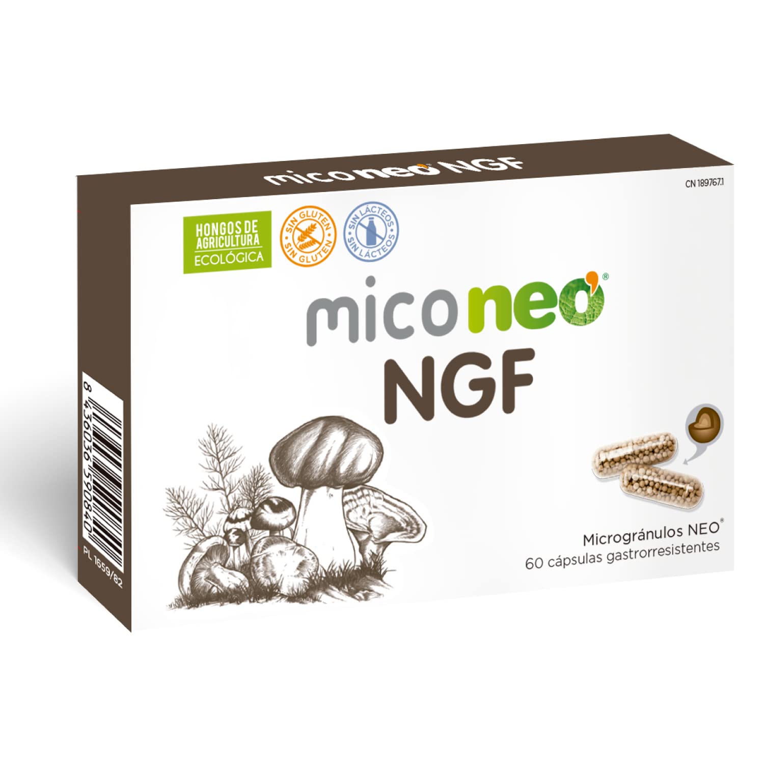 MICO NEO | NGF | 60 Cápsulas | Favorece el Rendimiento Cognitivo | Con Bacopa, Melena de león, Reishi, Cordyceps y Camu-​Camu | Hongos de Agricultura Ecológica