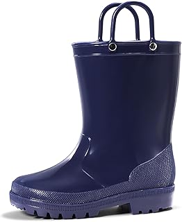 Toddler Rain Boots,Waterproof Kids Rain Boots with Easy-on Handles for Boys and Girls