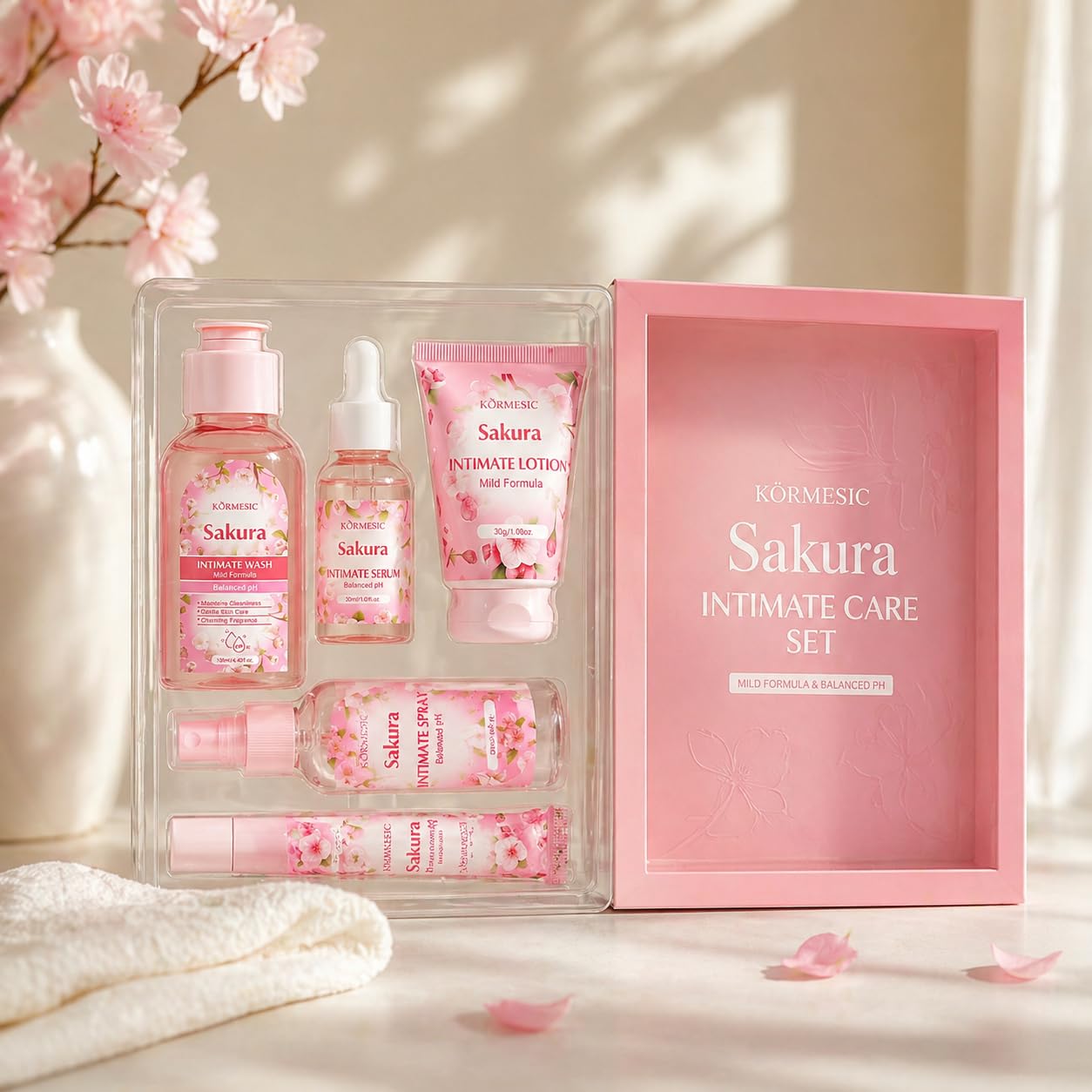 MS MAGIC SECRET KORMESIC Sakura Intimate Care Set for Women | Intimate Wash, Serum, Lotion & Spray,Gel Kit | pH Balanced Feminine Hygiene | Mild Formula with Sakura Extract | Daily Freshness, Odor Control & Skin Soothing Care (Complete Kit)-image-13
