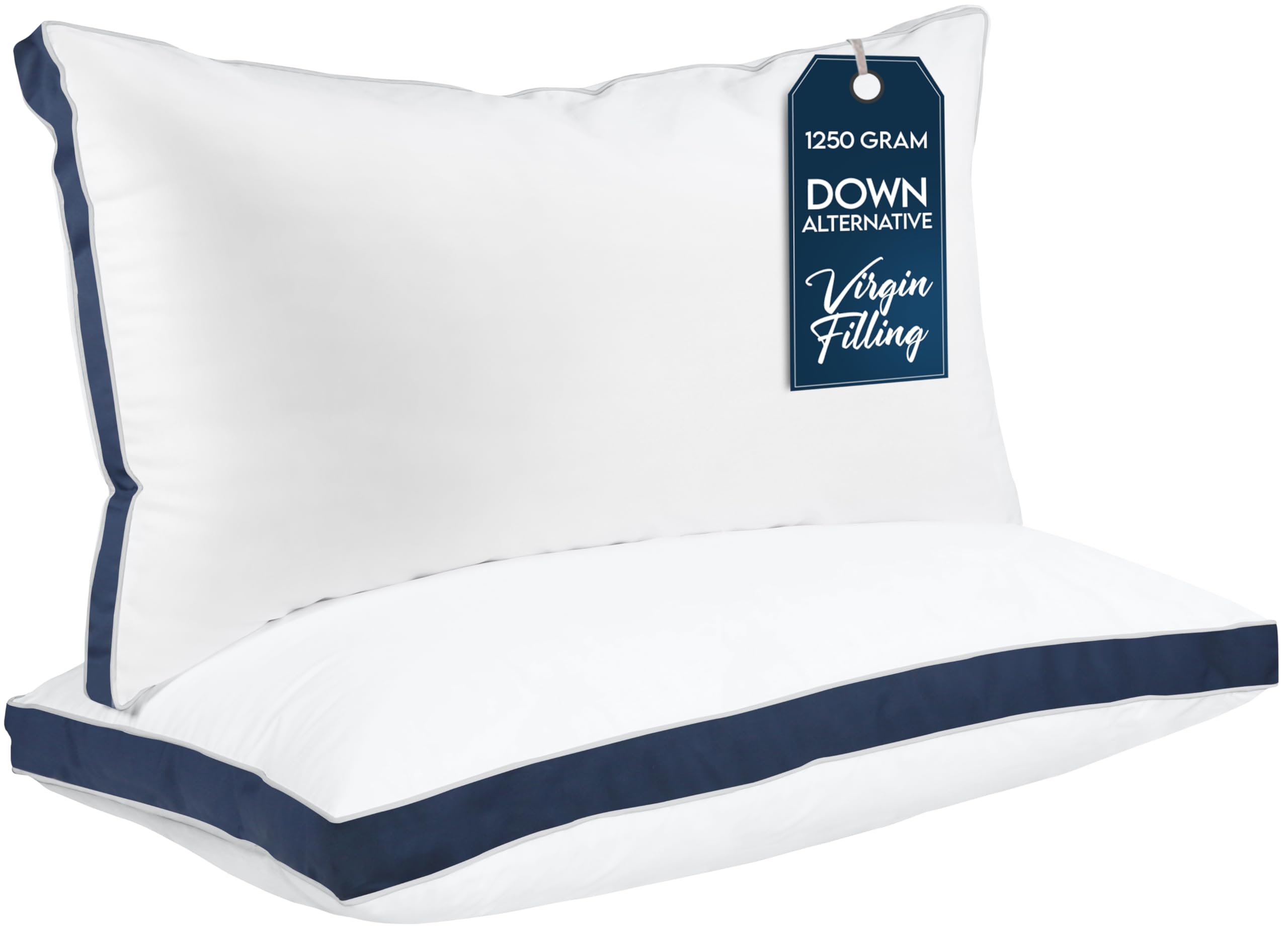 Utopia Bedding Bed Pillows for Sleeping King Size (Navy), Set of 2, Cooling Hotel Quality, Gusseted Pillow for Back, Stomach or Side Sleepers