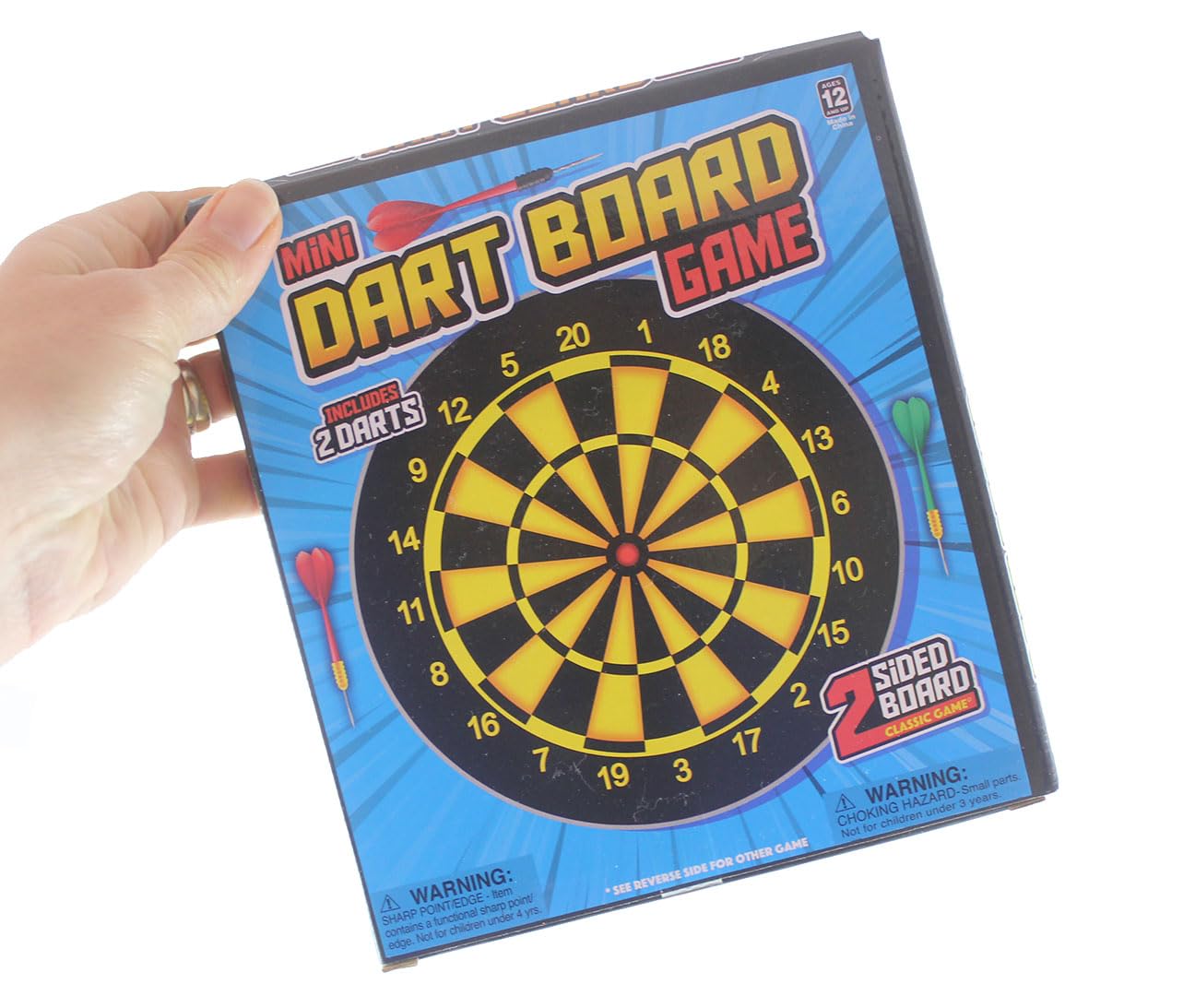 Mini Dart Board - Small Office Dart Game with Darts - Double Sided Game Novelty Arcade
