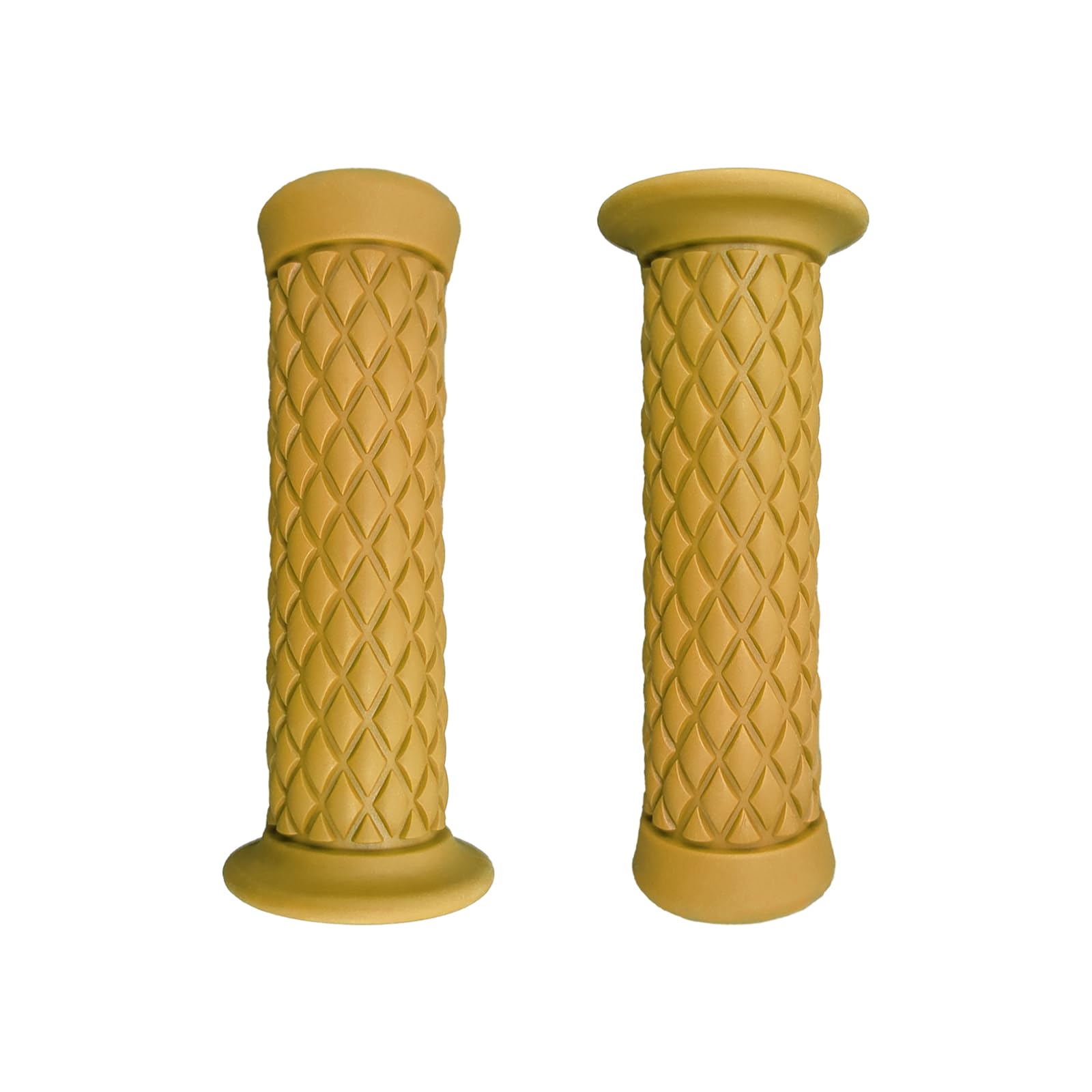 2 PCS Motorcycle Hand Grips, Non-Slip Rubber Handlebar Grip for 7/8" 21mm/24mm Handles, Vintage Comfort Motrobike Thruster Grip with Open End, Universal Motorcycle Accessories (Camel)
