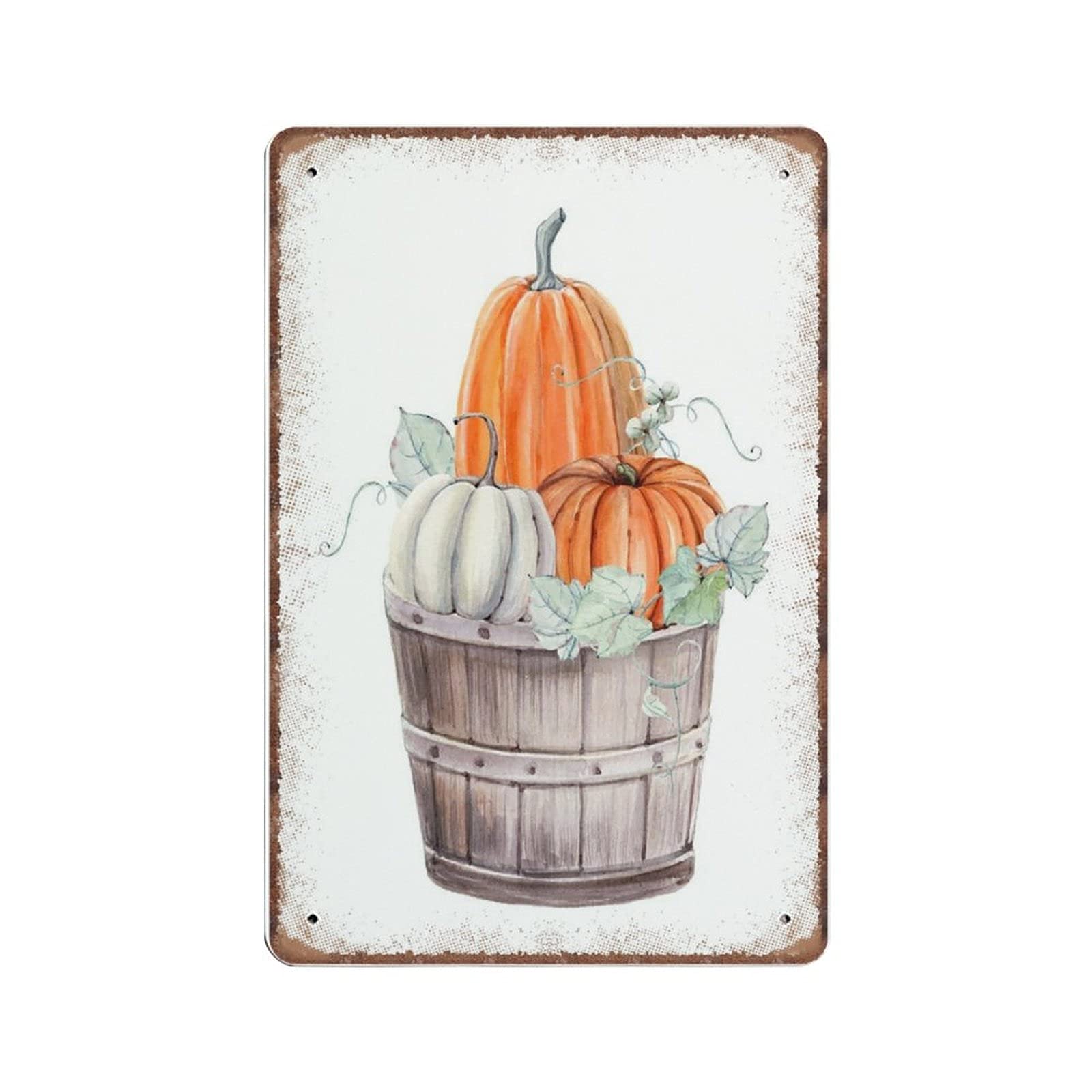 rayprint Fall Decor Fall Autumn Tin Signs Pumpkin Decor Thanksgiving Decor Retro Funny Metal Sign Vintage Poster Wall Art for Kitchen Garden Farmhouse Home Coffee Decor Tin Sign, 20x30 cm