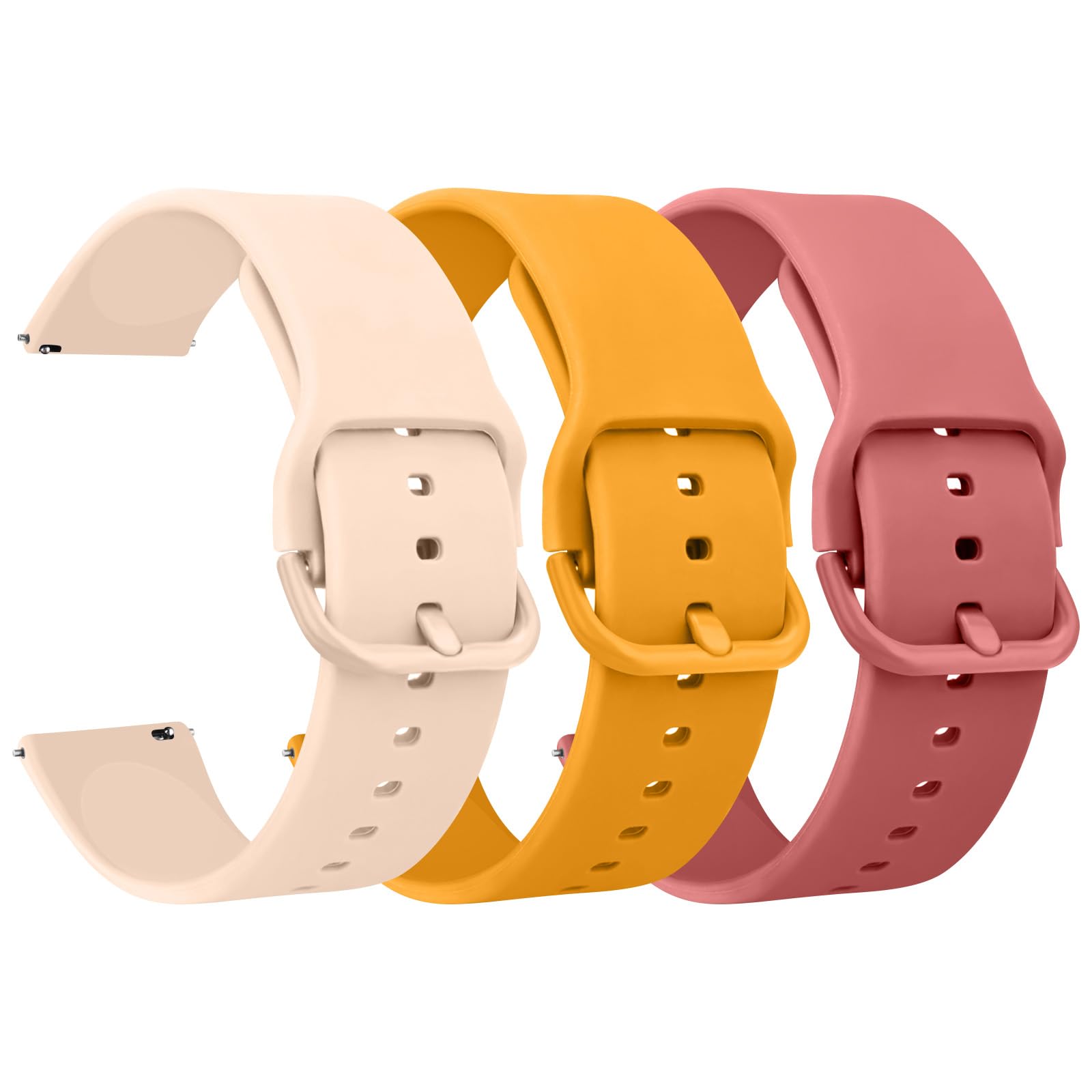 AK Pack 3 Watch Bands 20mm 22mm for Women Men, Replacement Straps Band for Smart Watch, soft skin-friendly silicone quick release, smart watch wristband
