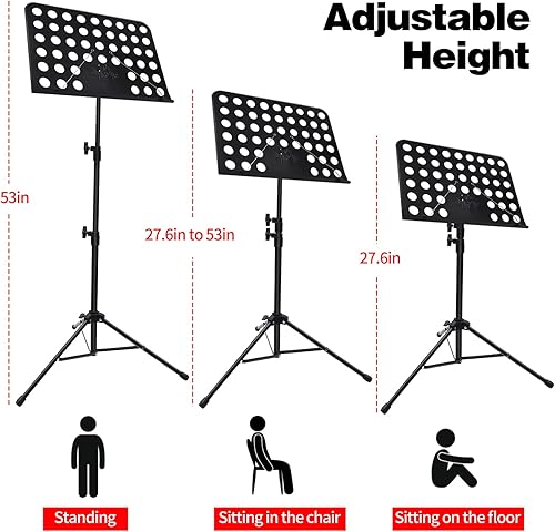 Miniatura 3 de Soporte para partituras, paquete de 3 soportes de música ajustables con bolsa de transporte, soporte profesional para libros de música para