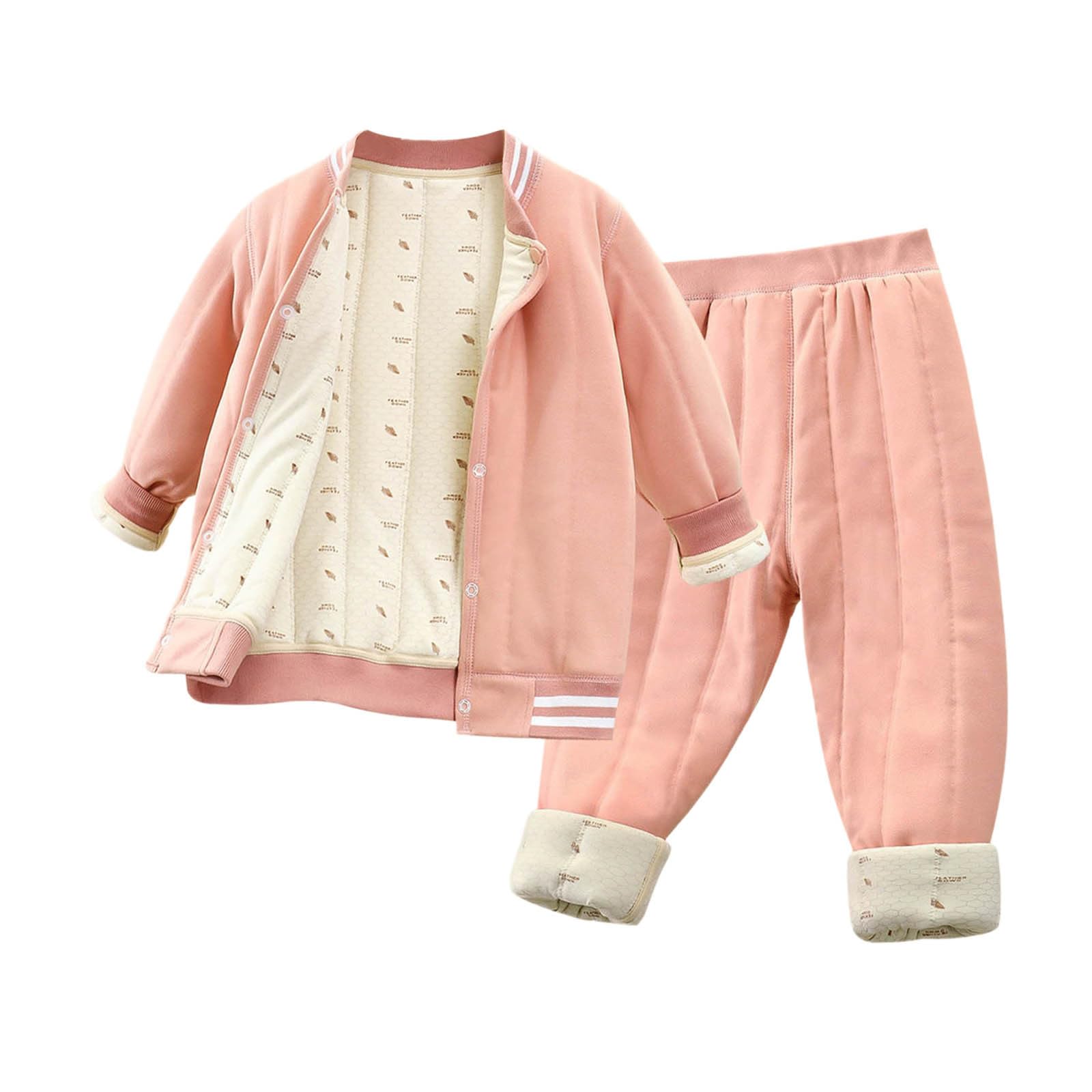 Generisch Ropa acolchada de tres capas para niñas, chaqueta cálida de invierno con capa interior engrosada para climas fríos, cómodos pantalones largos de manga larga para el día a día y el campus