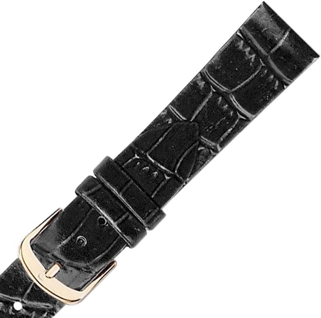Hadley Roma MS719 16mm Black Stitched Alligator Grain Men's Watch Band
