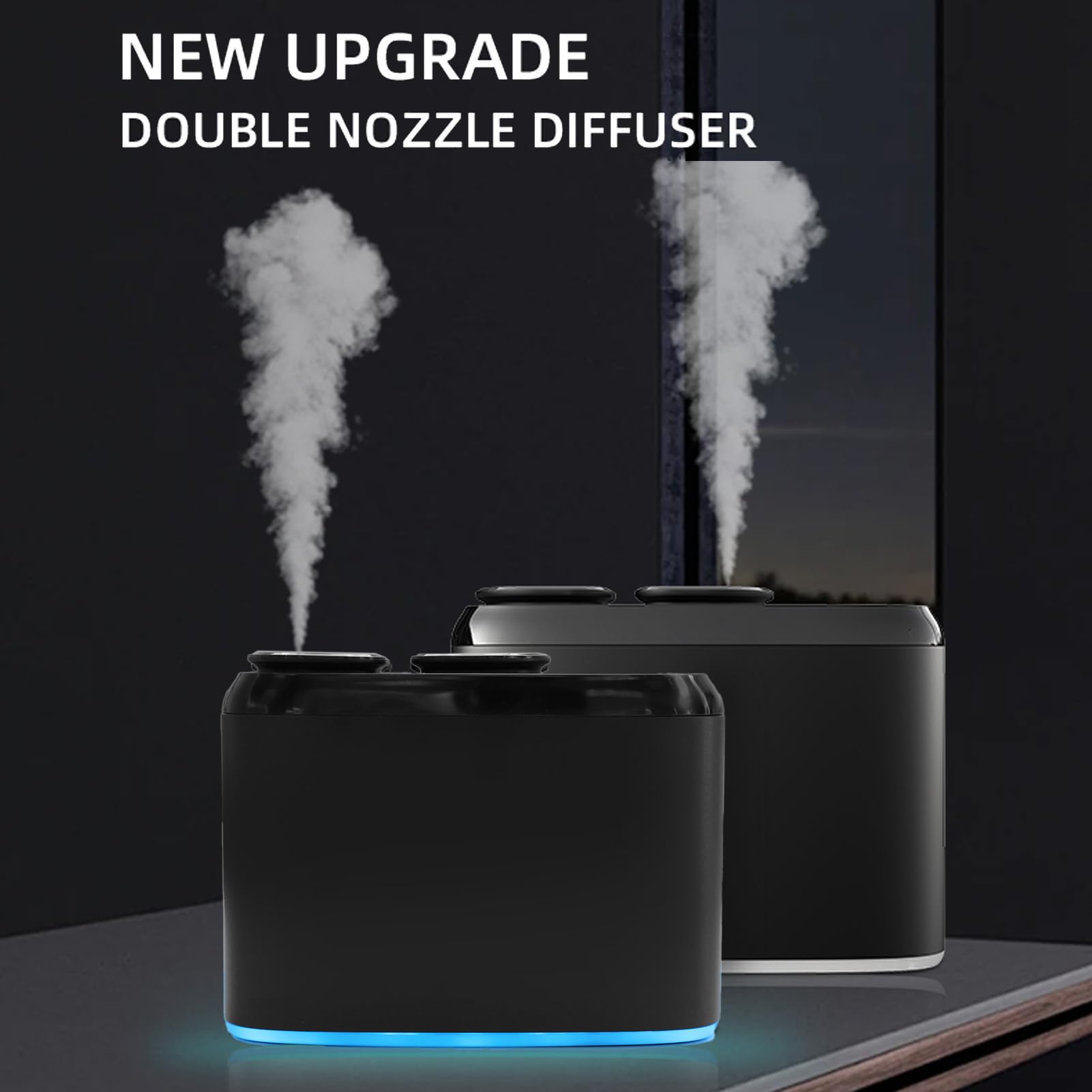 Brrnoo Aromatherapie-Diffusor mit 2 Düsen, APP-gesteuert, Ultraschall, 2 Timer, Umgebungslicht, für Räume bis 100 m³, Dual-Duft, 4000-mAh-Akku, 36 dB