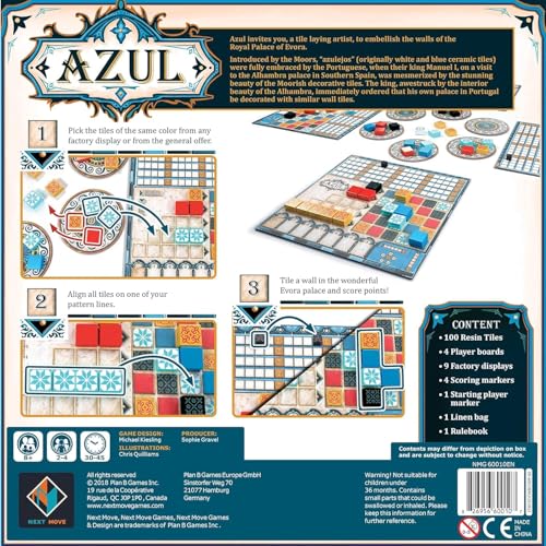 Image of Azul Board Game, Strategy Mosaic Tile Placement, for Adults and Kids, Ages 8 and up, 2 to 4 Players