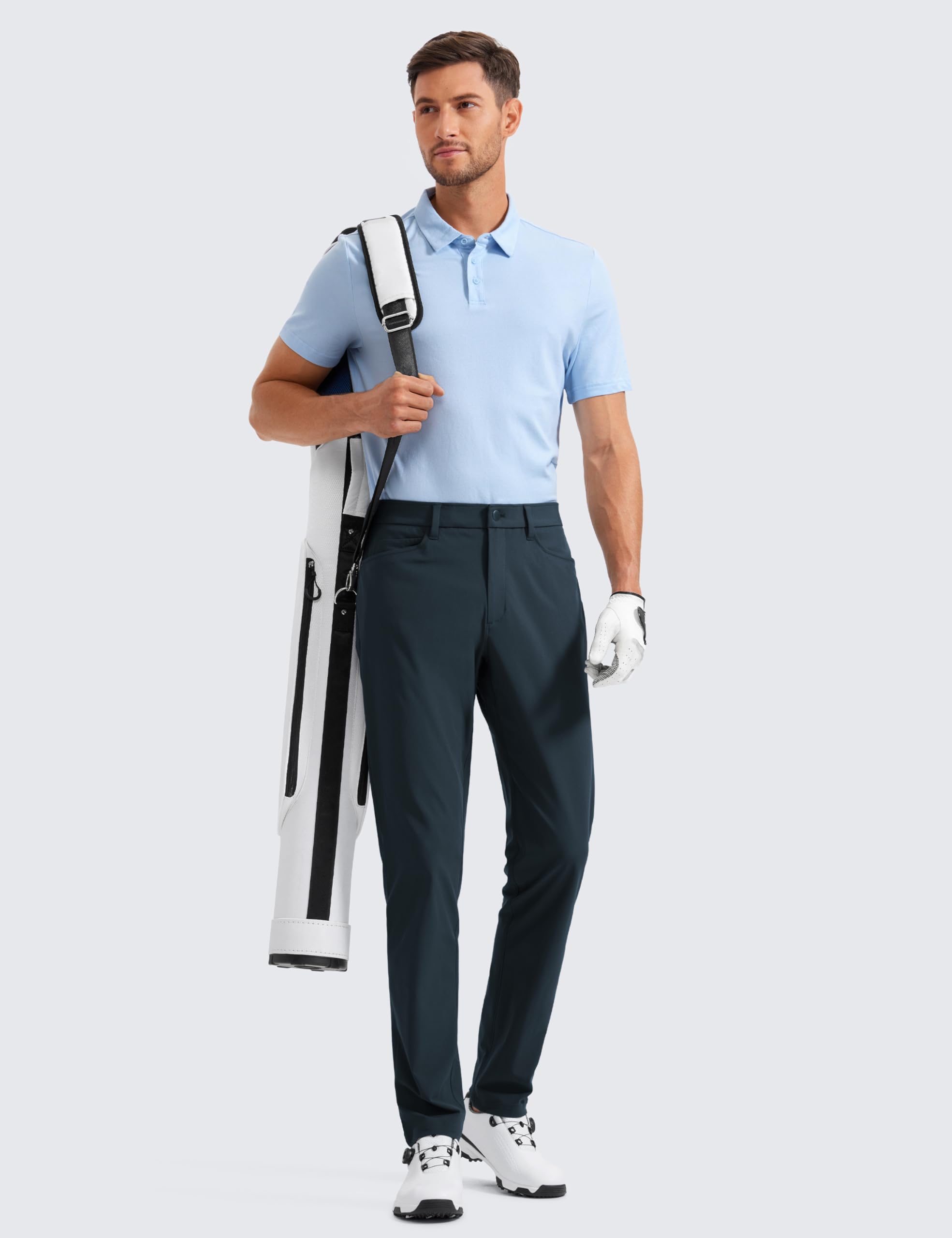 CRZ YOGA All Day Comfy Pantalon de Golf pour Homme à 5 Poches Séchage Rapide et Léger Étirement Travail Décontracté - 71 CM