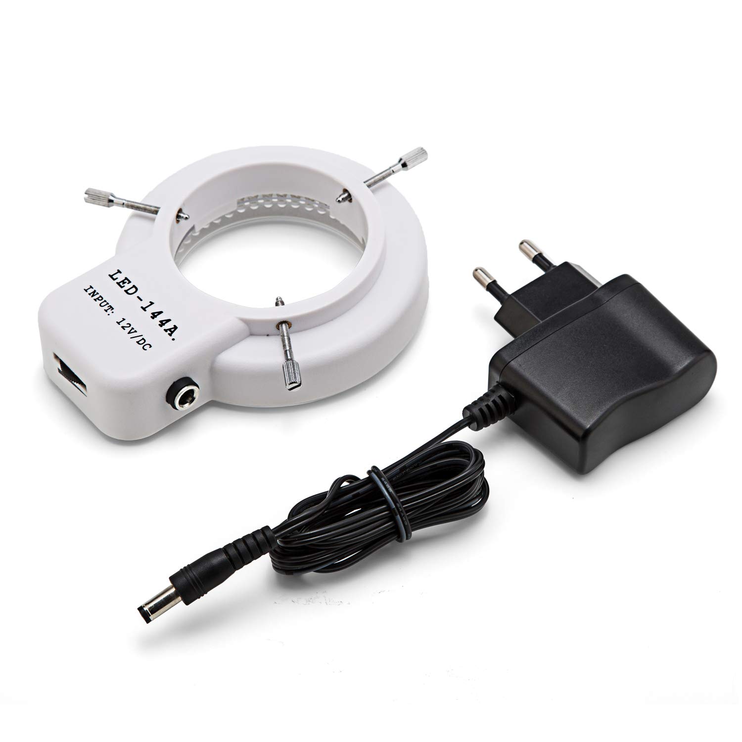 SWIFT S7 3.5X-90X Professionelles Simul-Fokal Trinokular Stereo-Zoom-Mikroskop mit WH10x-Okularen, 0,7 x 4,5 x Objektiv, 144 LED-Ringlicht, einarmiger Galgenständer, inklusive 0,5 x und 2,0 x