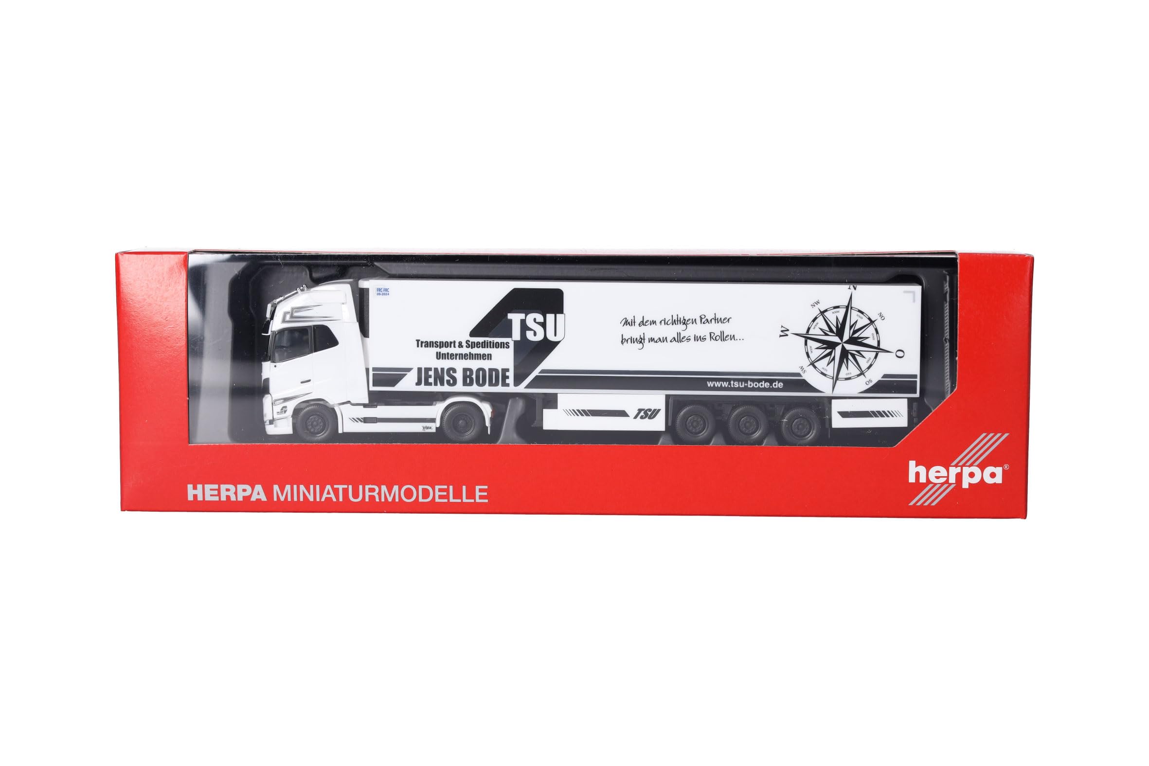 Herpa Truck model Volvo FH Gl. XL 2020 refrigerated trailer TSU Bode ( Mecklenburg-Vorpommern/Bützow), miniature scale 1:87, collectible, made in Germany, plastic
