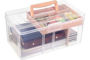 BTSKY Large 2-Layer Clear Plastic Dividing Storage Box