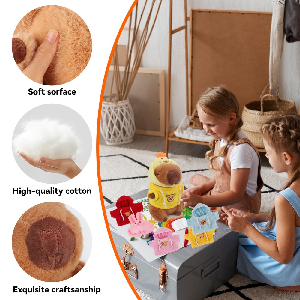 KBIBCK Capybara Plush with 10 PCS Clothes &Accessories, 25cm Capybara Stuffed Animal, Cute CapybaraTeddy - Image 3