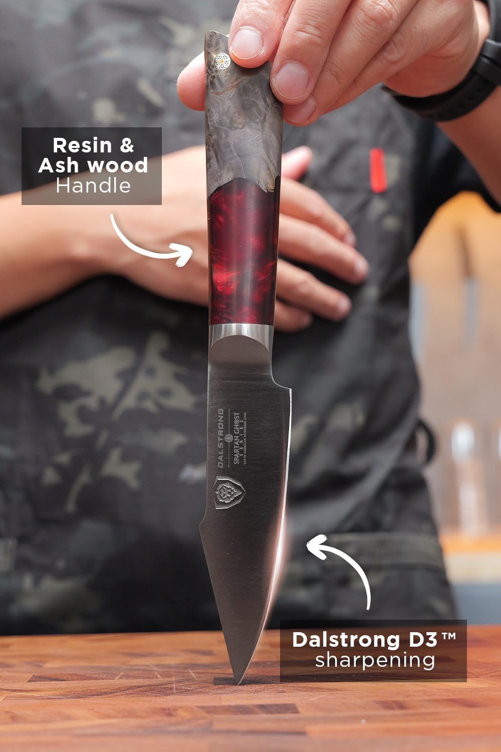 Dalstrong Paring Knife - 4 inch - Spartan Ghost Series - Premium American Forged S35VN Powdered Steel - Razor Sharp Blade - Kitchen Knife - Maple & Red Resin Handle - Sheath
