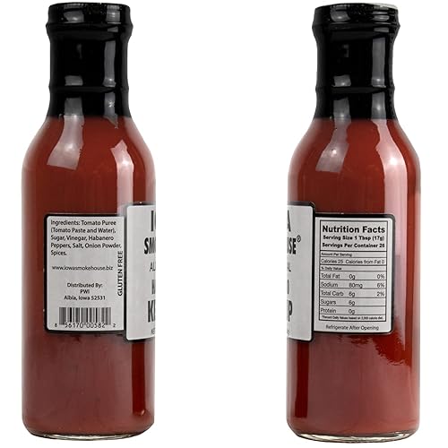 Miniatura 2 de IOWA SMOKEHOUSE Ketchup, Habanero - Todo Natural, Hecho en Estados Unidos - Botella de 15 oz