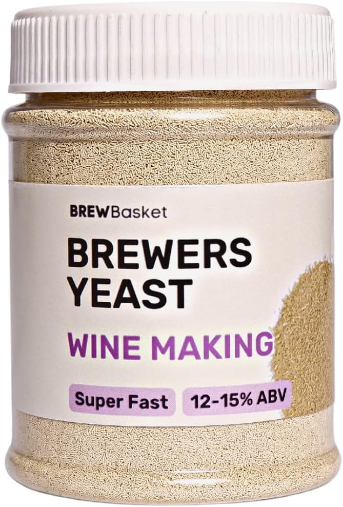 BREWBasket Yeast for Making Wine 150GM | Fast Acting Active Dry Culture | High Alcohol Tolerance up to 15% V/V | For Homemade Batches 150g