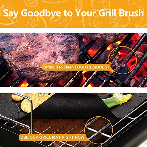 [Thickness Up]Headmall Grill Mat, Thickest 600 Degrees Bbq Grill Mat(2 Packs), Heavy-Duty Bbq Mat Non-Stick & Reusable & Easy-Clean, Used By Bbq Aficionado & Professional Chefs Worldwide #TOP3