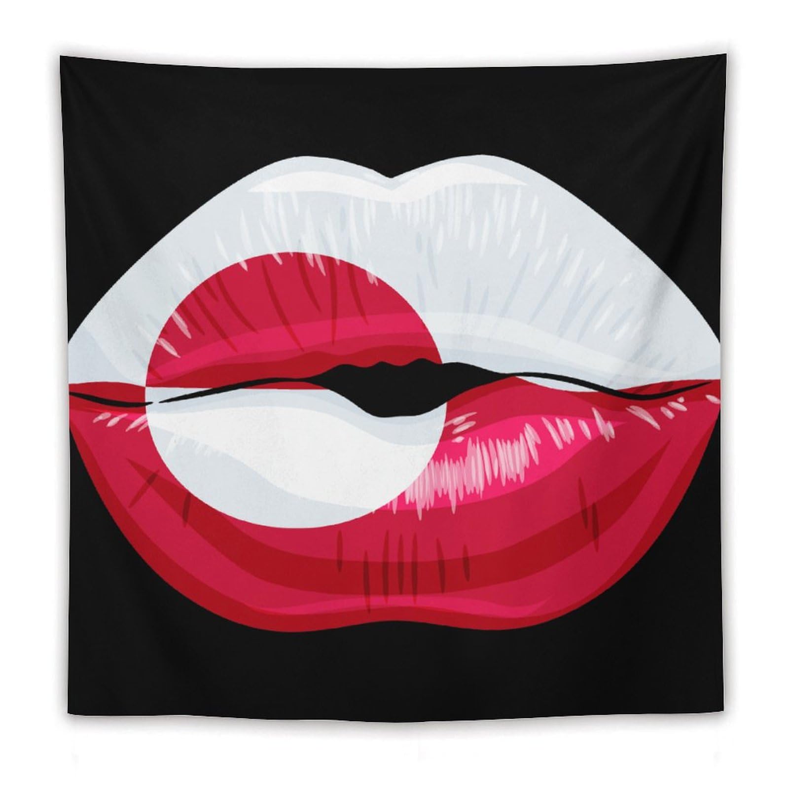 XingFox Greenland Flag Lips Tapestry Wall Hanging, National Flag Art Wall Decoration Tapestry, For Bedroom Living Room Dorm Home Decoration, 60"x60"