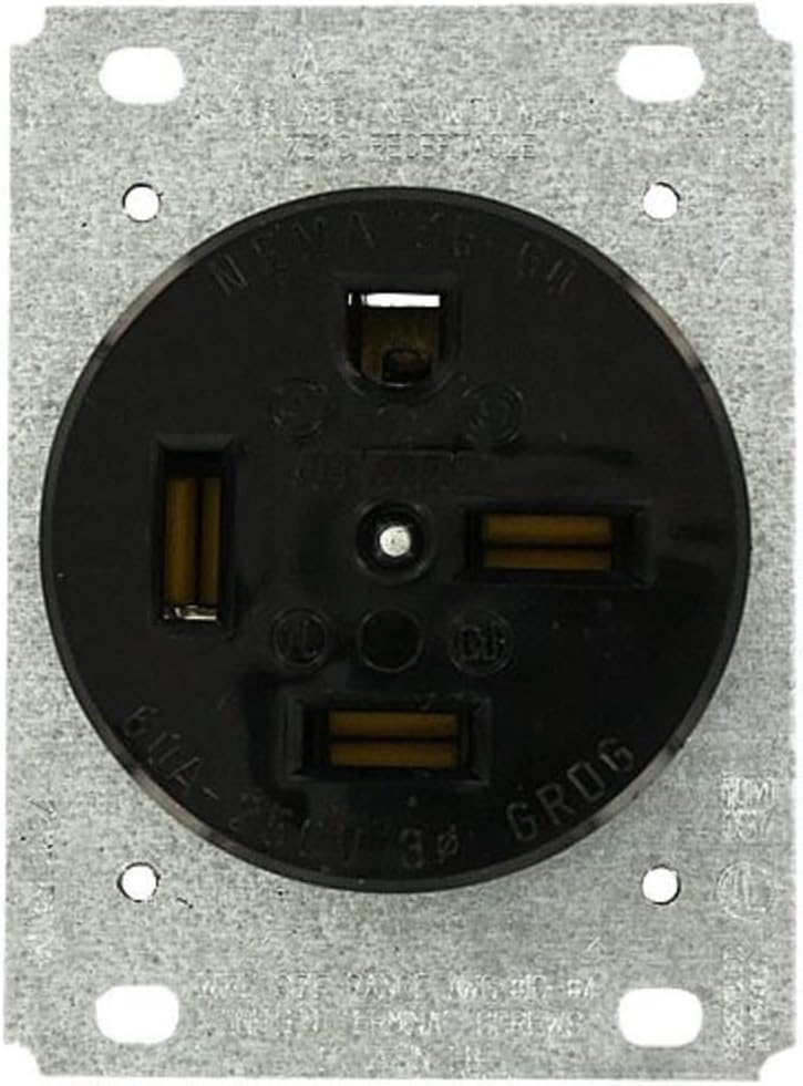 Leviton 8460 60 Amp, 250 Volt, Flush Mounting Receptacle, Straight Blade, Industrial Grade, Grounding, Black