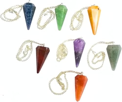 Jet - Juego de péndulo de 7 chakras, curativo, metafísico, reiki, radiestesia, energizado, cargado, limpiado, piedras preciosas limpias, regalo de