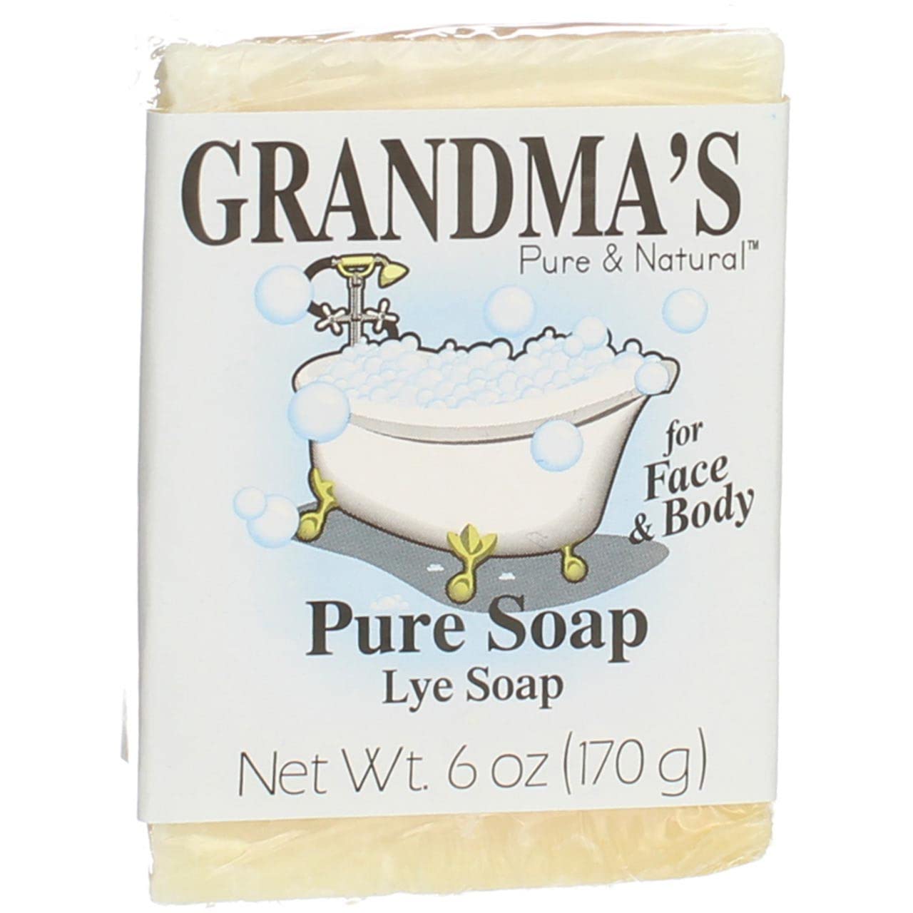 Grandmas Pure Lye Soap Bar - 6 0 oz Unscented Face Body Wash Cleans with No Detergens Dyes
