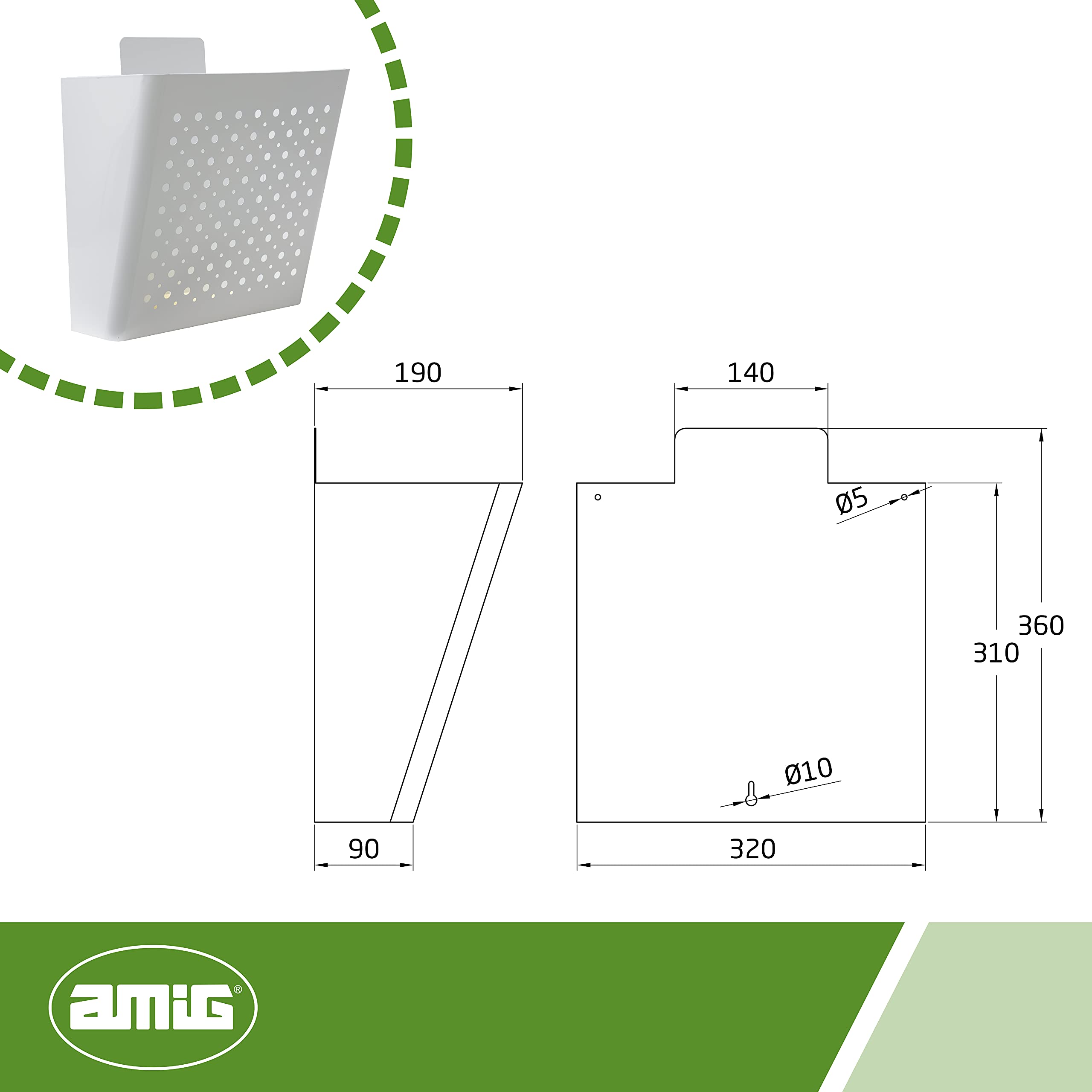 Amig - Cesta de publicidad - Buzón para Publicidad con Rejilla Frontal - Uso exterior - Acero - Blanco - 32 x 36 x 19 cm