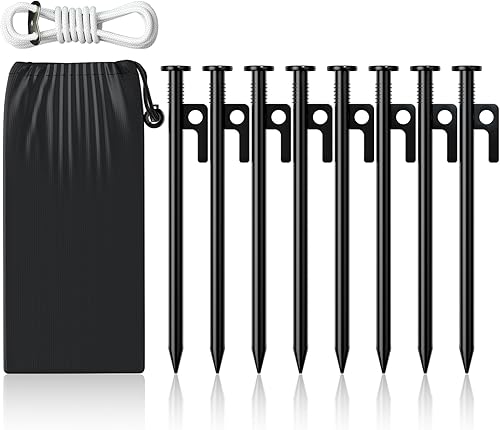 8 estacas para tienda de campaña resistentes 8 pulgadas de acero forjado para tienda de campaña de acero forjado para césped campo de nieve pastizal